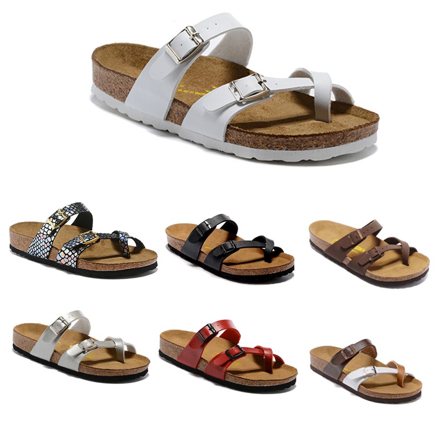 

2023 Summer new style Flat Beach sandals Men's Woman Cork slippers Comfortable leather two Buckle original Mayari Genuine Leather luxury designer Casual shoes, 02