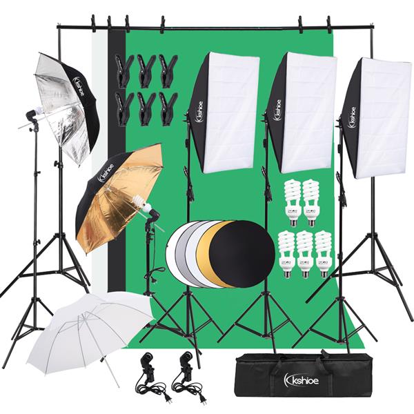 

Lighting & Studio Equipment Lighting Kit Adjustable Max Size Background Support System 3 Color Backdrop Fabric Photo Studio Softbox Sets Con