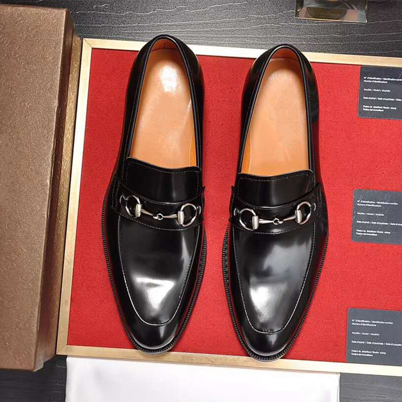 

origin package Luxury designer shoes men oxfords flats shoes loafers calf leather Italian shoes EU 38 to 45, Black