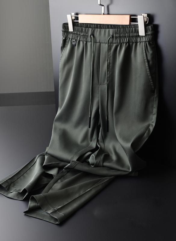 

New Tencel Man Pants Plus Size 4xl Spring Slim Fit Elastic Fabric Man Trousers Hight Quality Fashion Green Mens Pants, Hk-cs19020