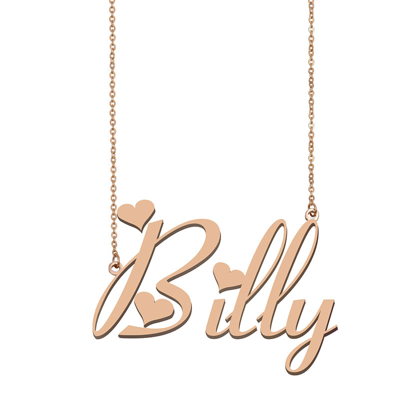 Billy Name Necklace Pendant for Women Girls Birthday Gift Custom Nameplate Children Best Friends Jewelry 18k Gold Plated Stainless Steel-image-530250496