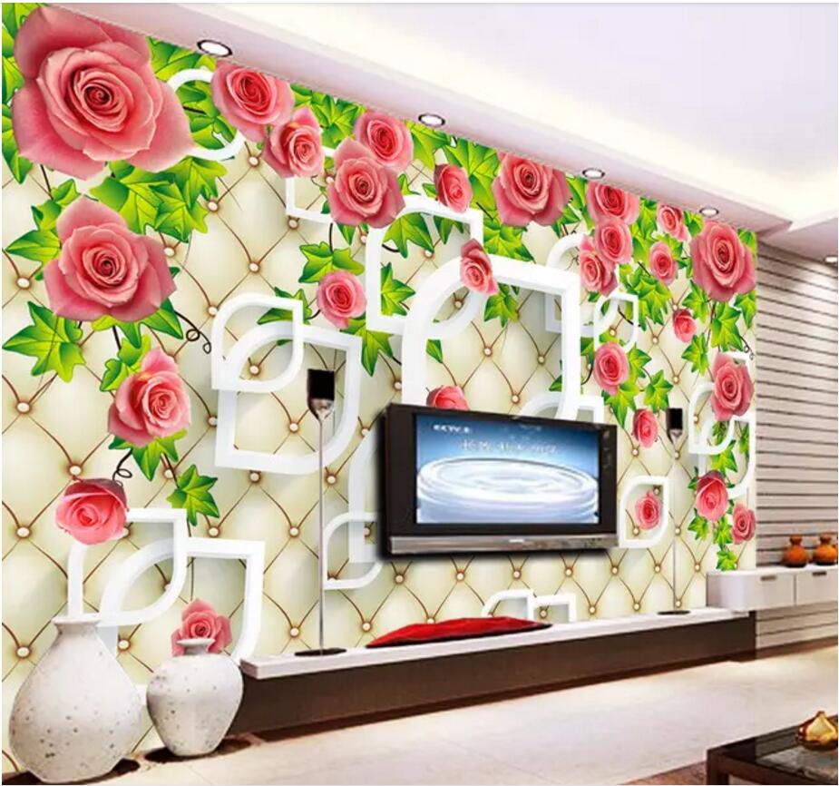 

WDBH custom photo 3d wall paper Rose flower soft bag tv background living room home decor 3d wall murals wallpaper for walls 3 d, Non-woven wallpaper
