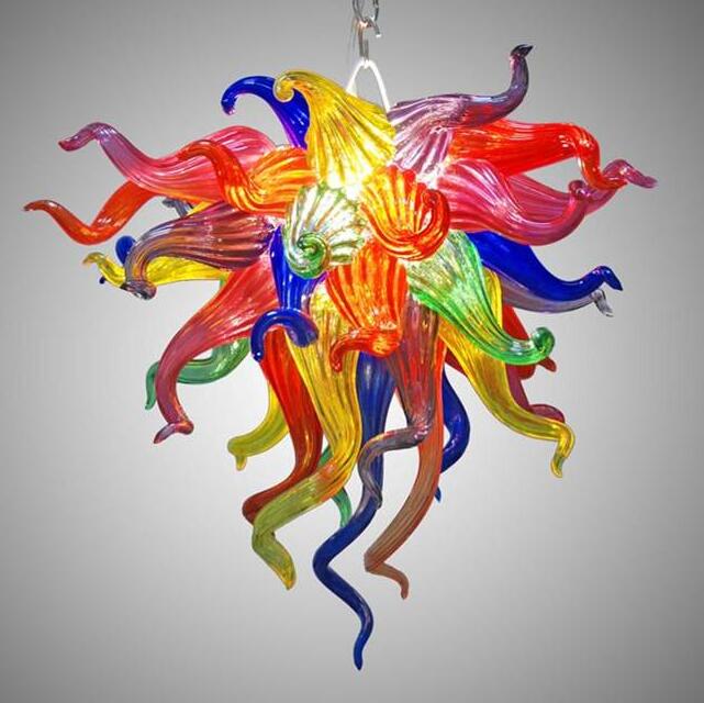 

Wholesale Colorful Small Chandeliers Lamp for Home Decoration LED Bulbs Style Multicolor Hand Blown Glass Crystal Chandelier