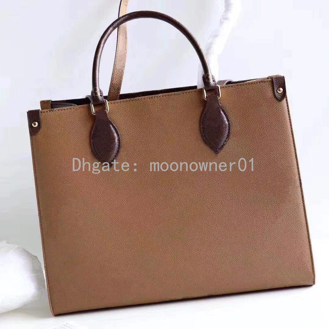 

Wholesale Orignal designer shopping bag leather shoulder bag lady Tote handbags presbyopic shopping bag for women purse messenge onthego, Brown and khaki flower