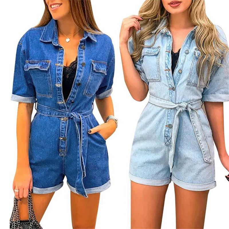 jean rompers shorts