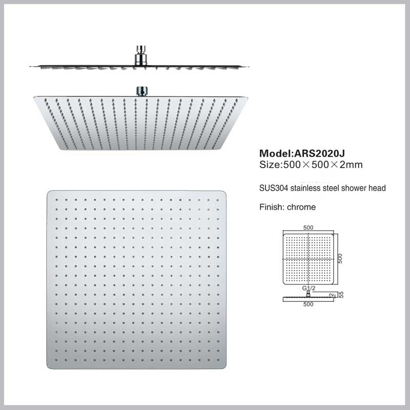 

High Flow Ceiling Mounted 304ss Square Big Rain Shower Head Chrome Finish 20" 16" Rainfall Shower Head Top Over-head Sprayer