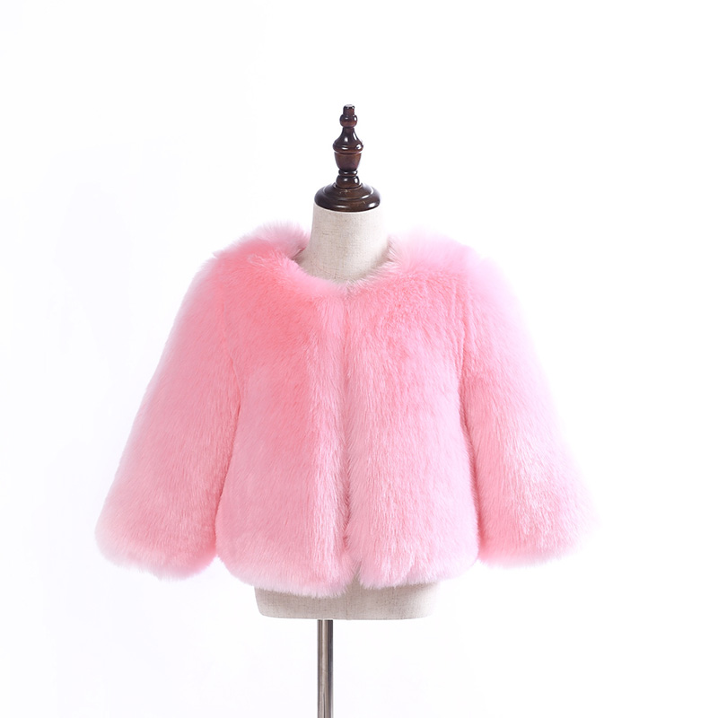 

Girl Faux Fur Jacket Fashion Kids Warm Fur Coat Autumn Winter baby Girl Jacket Coat Long Sleeve Outwear Faux, Orange