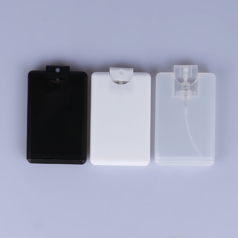 

20ml refillable white plastic pocket hand sanitizer credit card type shape flat spray perfume bottle silk print logo