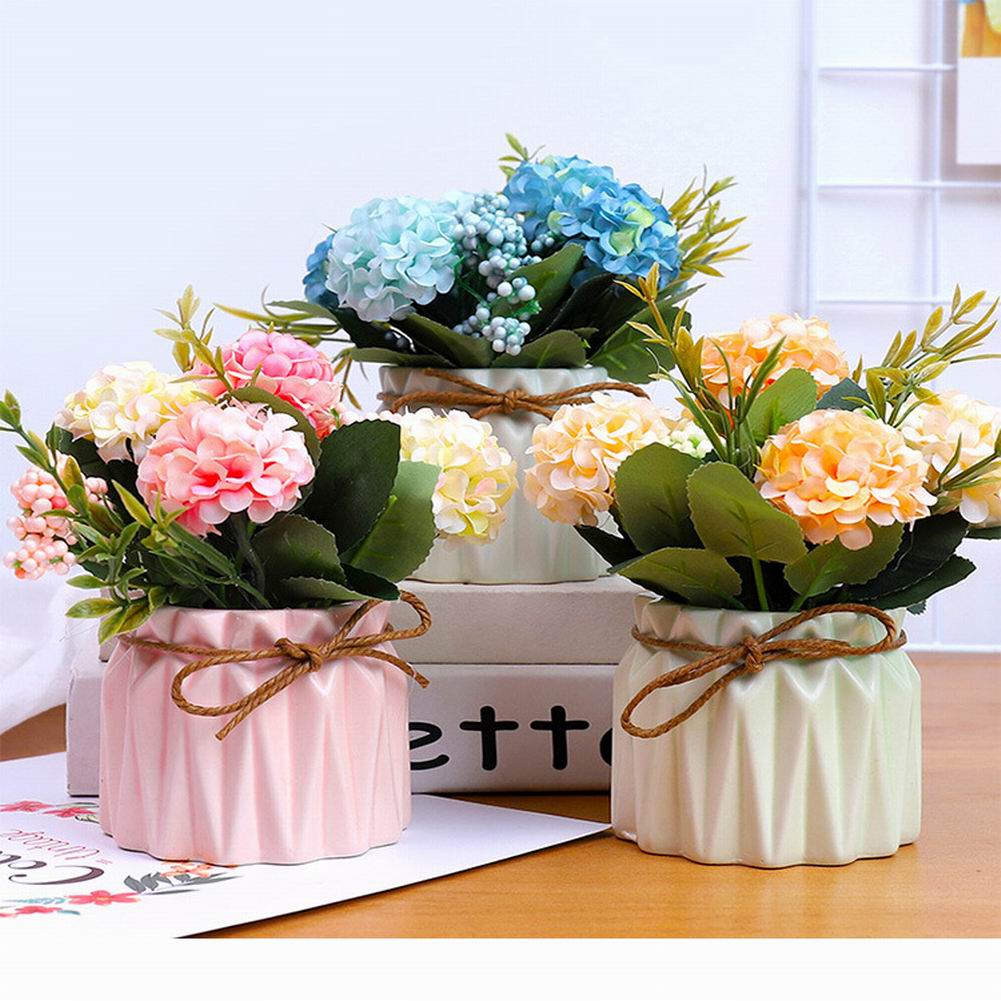 

Artificial Silk Flowers Bouquets Rose Flowers Decoration With Ceramics Vase, Orange