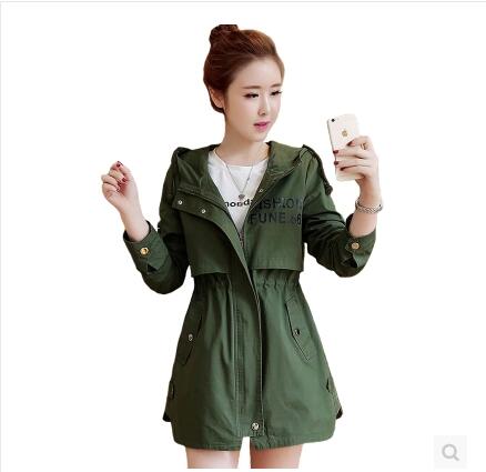 

2020 spring new version of the slim and long sections windbreaker female waist was thin in the spring and autumn coat, Blue