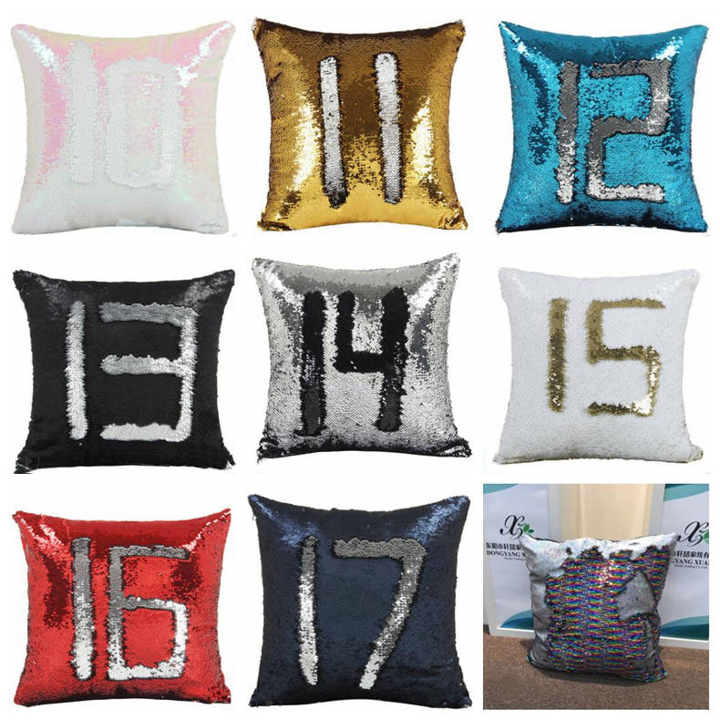

Mermaid Sequins Pillow Case Reversible Sequin Cushion Cover Glitter DIY Magic Pillows Cover Car Sofa Pillowcase Home Decorative 18Color D8, As show