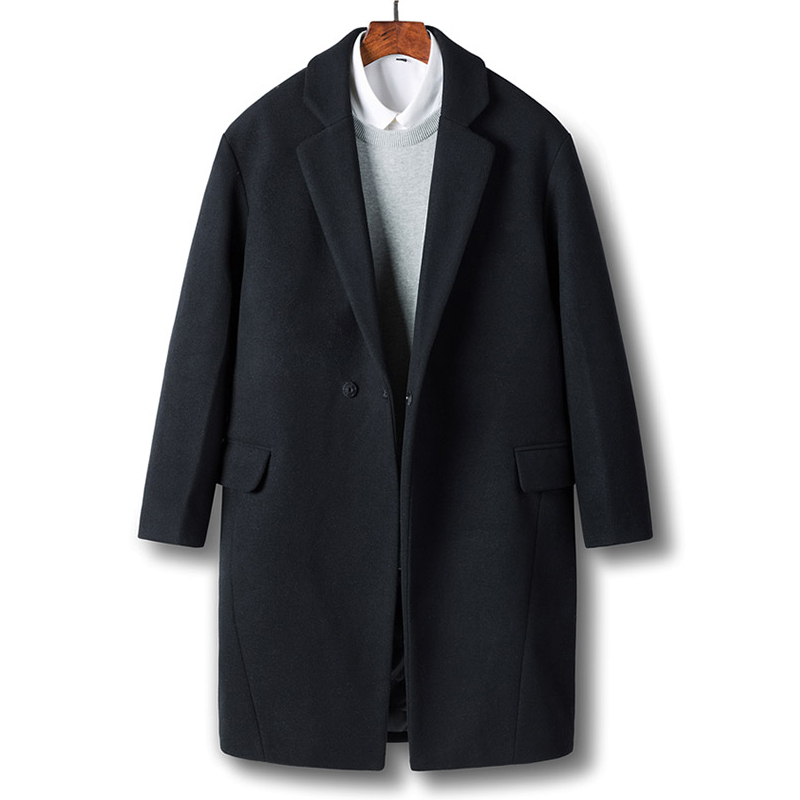 

Boollili Wool Coat Men Clothes 2020 Autumn Winter Long Jacket Korean Woolen Coat Overcoat Sobretudo Masculino, Black