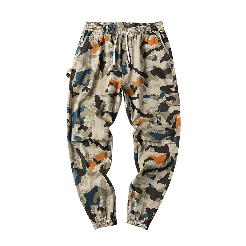

2020 new men's camouflage sweatpants men's street harem pants fitness runners pants comfortable ankle nine points sweatpants, Black