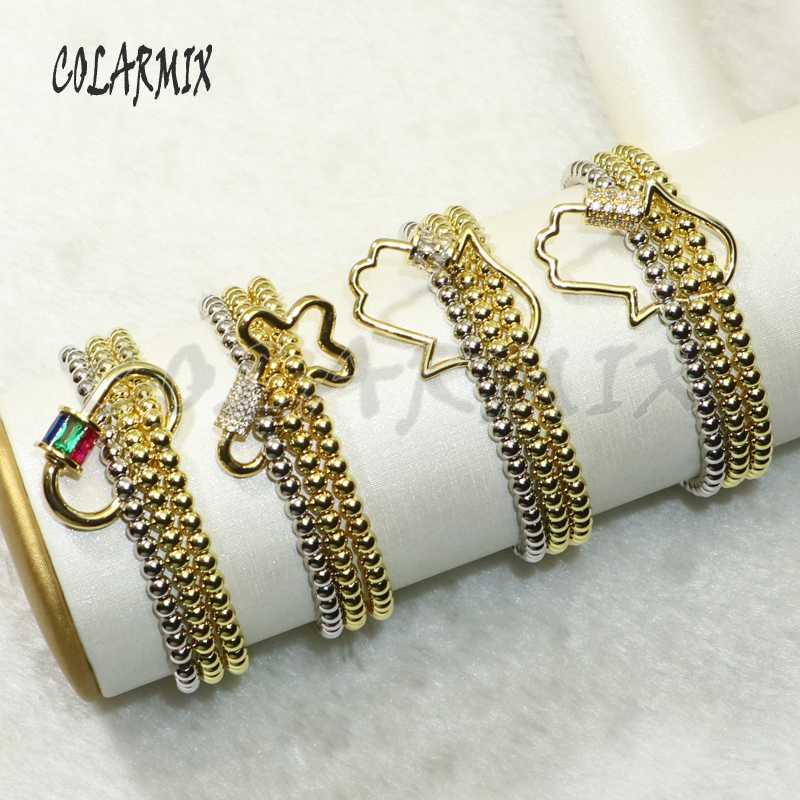 

Link, Chain 5pcs Fashion 3 Strands Beaded Bracelets Multi Kinds Crystal Lock Jewelry Accessories For Women 50661