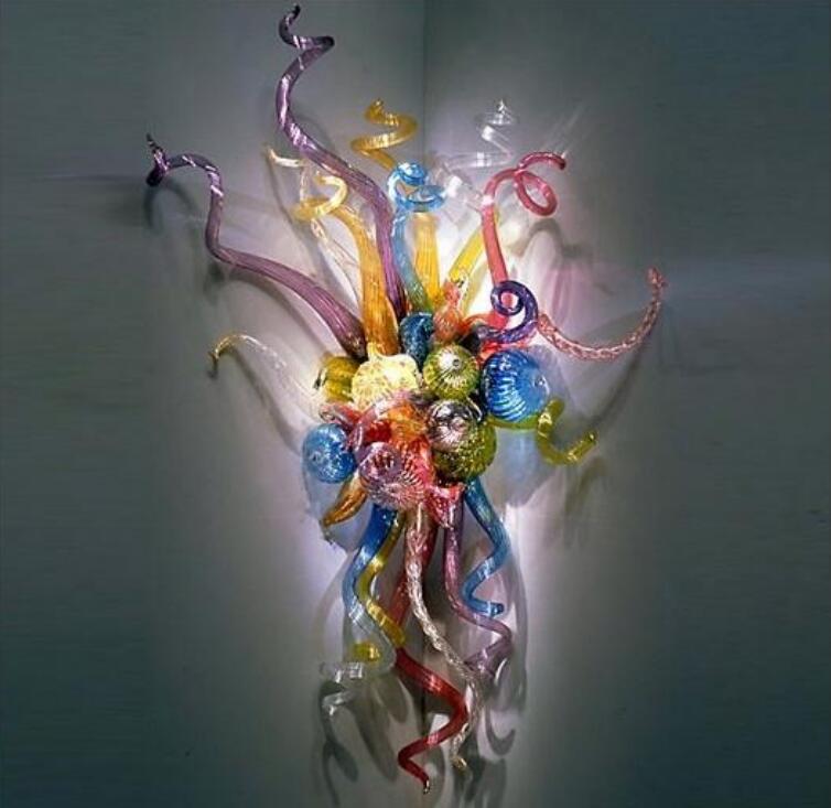 

Hot Sale 100% Mouth Blown Blown Glass LED bulbs Wall Lamps Design Art Flower Wall Sconces