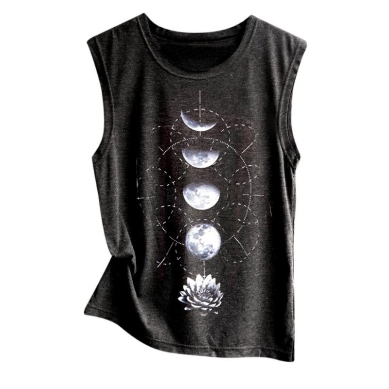 

Womens Shirts Tee Cotton T shirts Vest Summer Sexy Sleeveless Vest Fashion Camisole TankTop T-Shirt Print Tank Top femme #W, Black