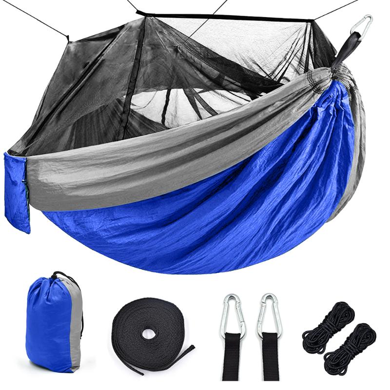 

Camping Outdoor Hammock with Mosquito net 1-2 Person Parachute picnic Portable Hammock Hanging Hunting Sleeping Swing