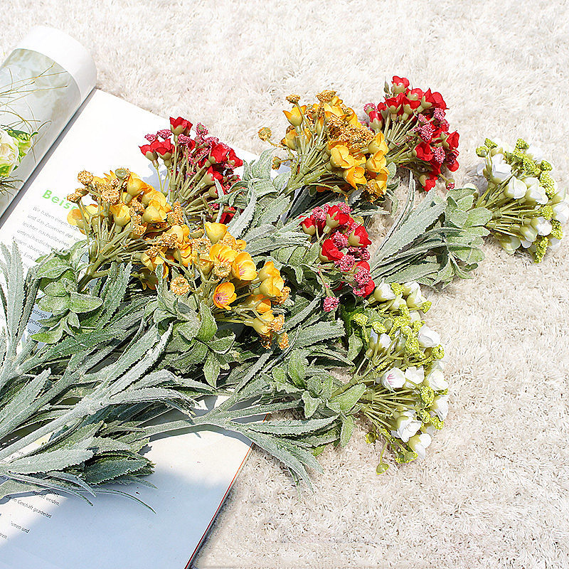 

78cm 3 Forks Artificial Flowers Branch for Wedding Decoration Christmas Party DIY Photography Props Real Touch Fake Flowers, Orange
