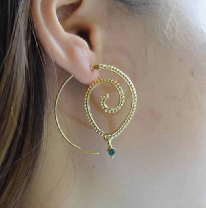 

Golden Silver Bohemian Vintage Tribal Swirl Spiral Hoop Earrings Set For Women 3 STYLES free shipping