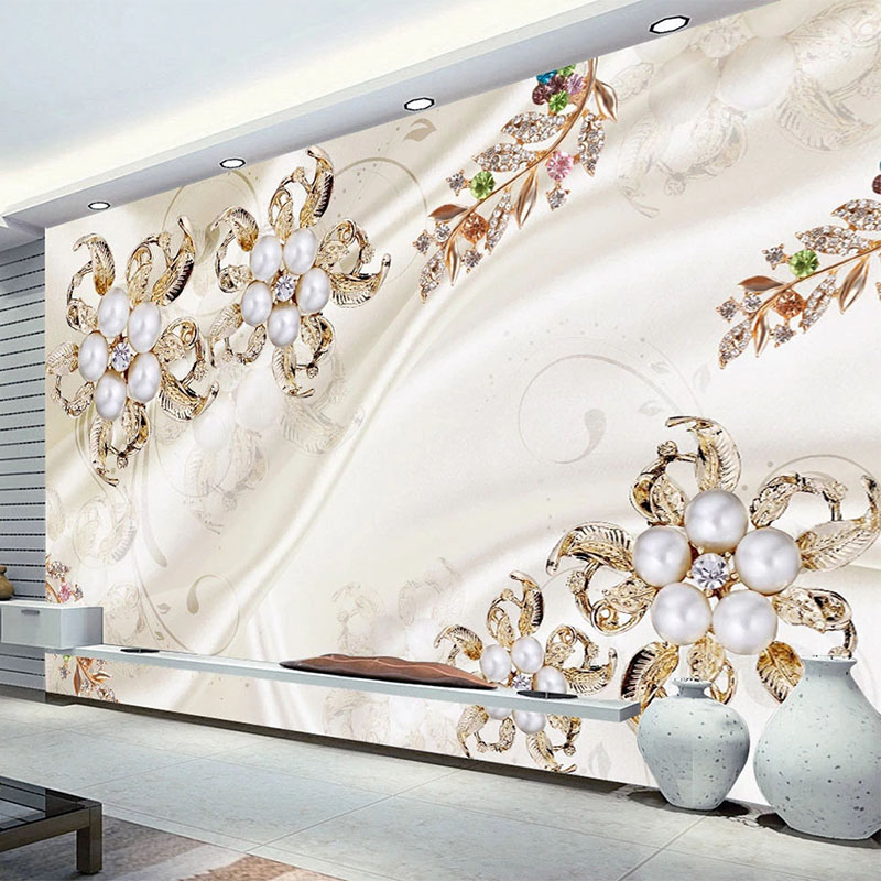 

Custom Mural Wallpaper 3D Stereo Silk Diamond Jewelry Wall Painting Living Room TV Sofa Bedroom Background Wall Wallpaper, As pic