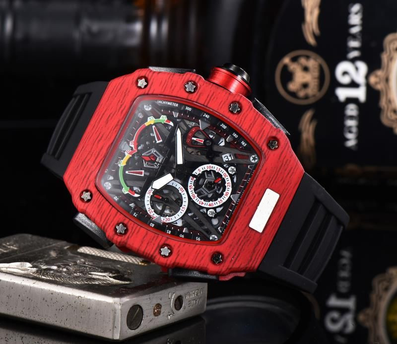 

Wholesale High Quality Mens Luxury Watch Mclar All Dial Work Chronograph Function Quartz Movement Rubber Strap Male Sport Designer Watches