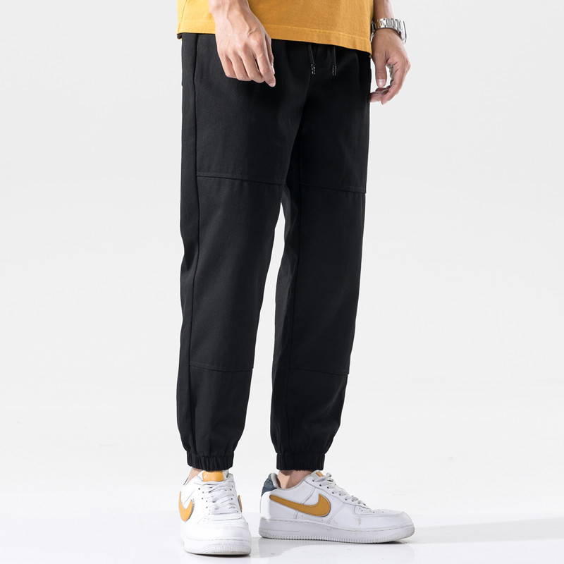 

Patchwork Stitching Men's Casual Pants 2020 Spring Summer Black Large Size Beam Feet Drawstring Loose Pants Harem Streetwear Men