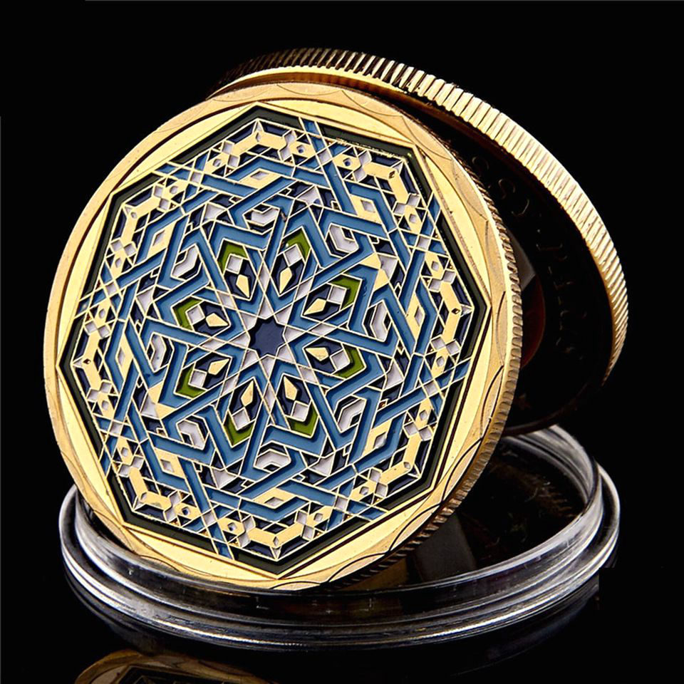 Souvenir Craft Muslim Religion Faith Round Gold Plated Arab Islamic Saudi Arabia Commemorative Coins Collectibles-image-522175475
