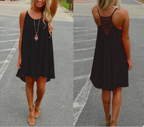 

2020 Hot type suspenders net no back chiffon dress, suitable for women to wear on the beach Can be worn in everyday dress