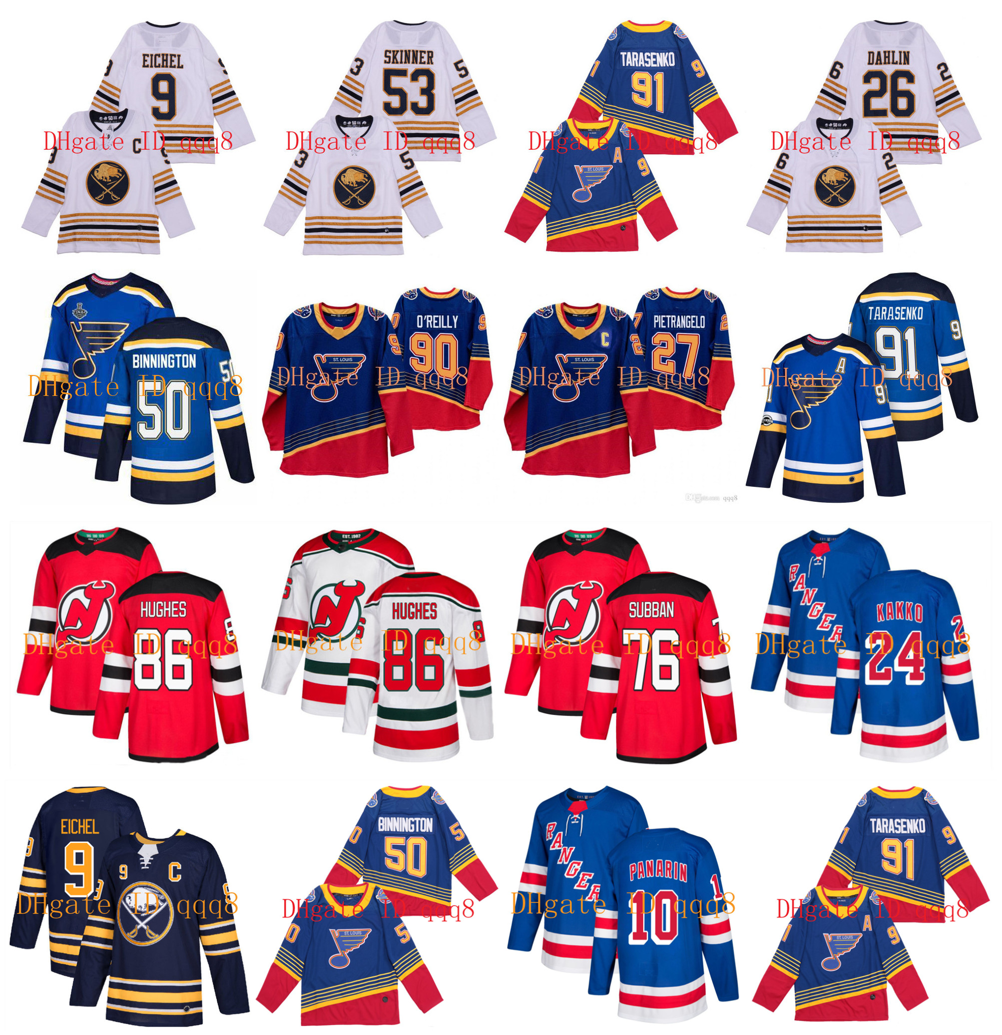 

Buffalo Sabres Jersey Jack Eichel Binnington Ryan O'Reilly St Louis Blues Rangers Kaapo Kakko Jack Hughes New Jersey Devils PK Subban Hockey, As pic