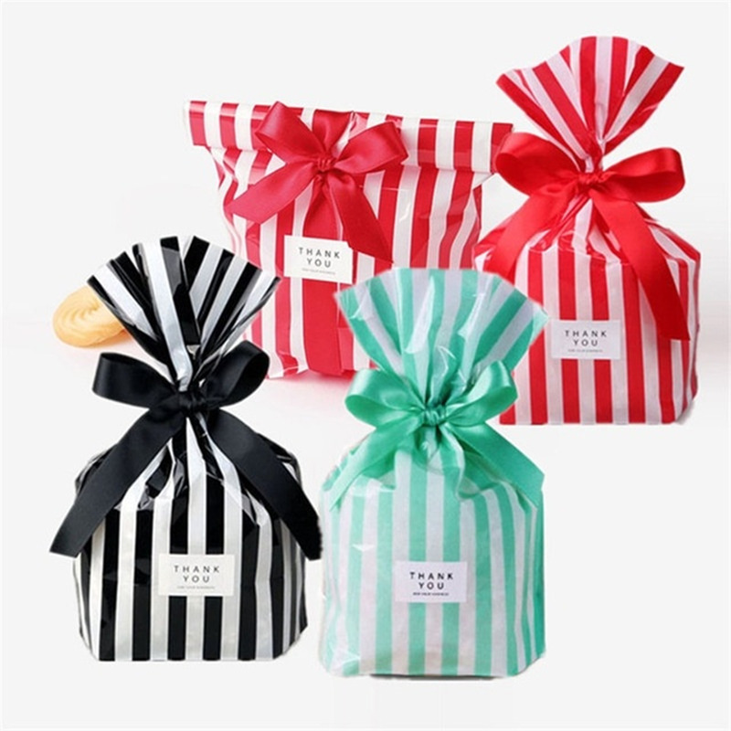 

10Pcs/lot Cute Stripe Candy Bag Plastic Gift Bags for Cookie Biscuits Snack Baking Packaging Bag Wedding Birthday Party Supplies