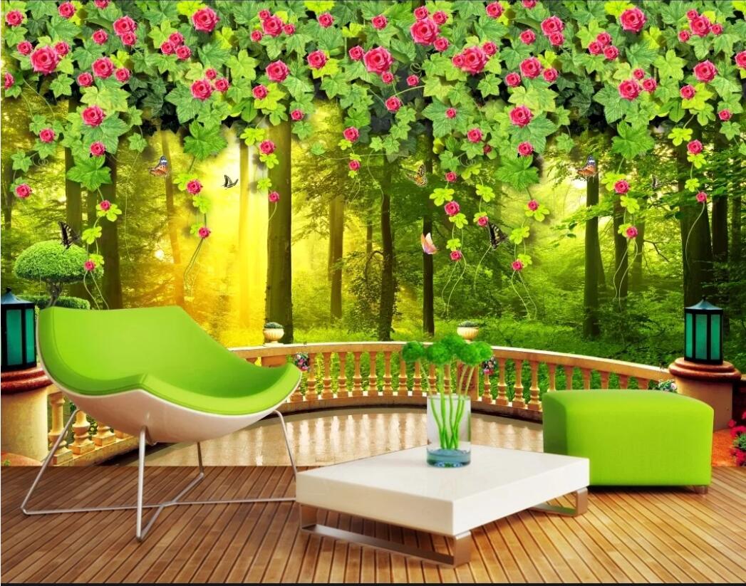 

3d wallpaper custom photo mural Green woods landscape TV background wall home decor wall art pictures wallpaper for walls 3 d, Non-woven fabric