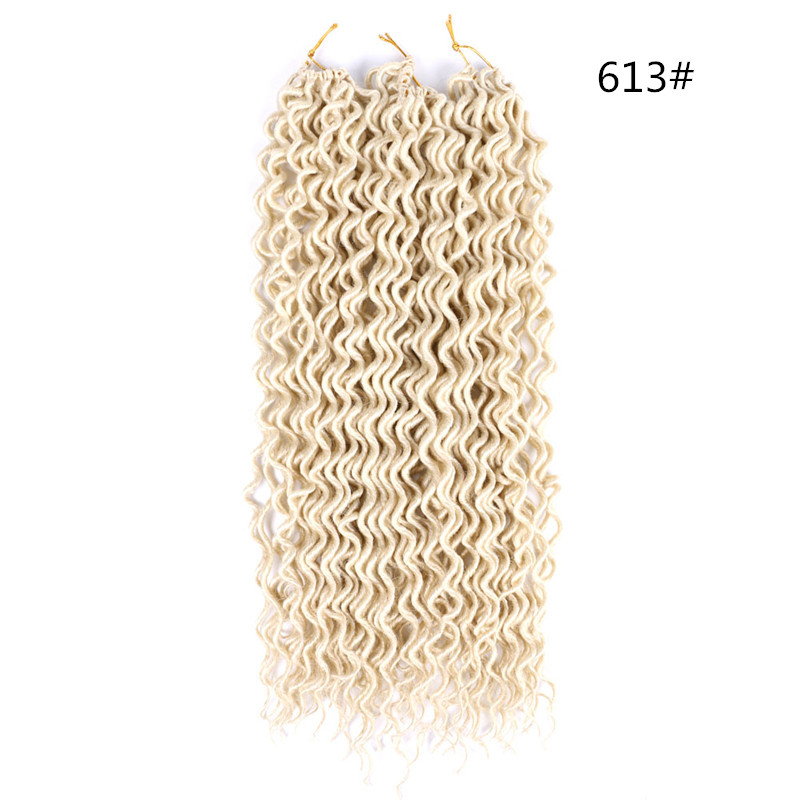 

18" Curly Faux Locs Crochet Hair Deep Faux Locs Crochet Braids Goddess Locs Crochet Braiding Hair 70g/pc Dreadlocks Extensions, T1b/99j