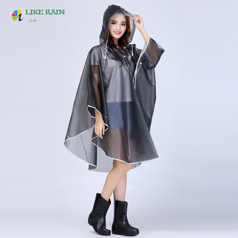 

LIKE RAIN Motorcycle Bicycle Raincoat 2017 New Women Transparent Rainwear Waterproof Hooded Travel Rainsuit Poncho RC04