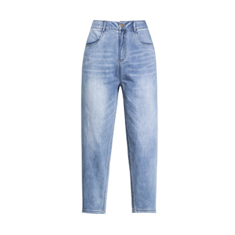 

Spring and summer 2020 9-point jeans loose, comfortable, high waist, Korean version, thin women's Harlem pants, Blue