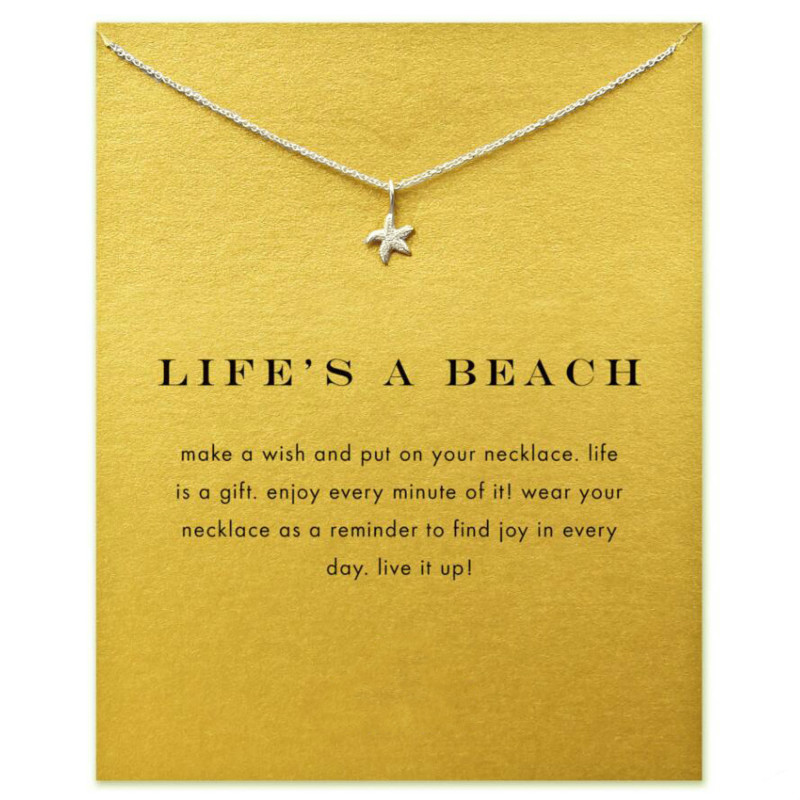 

Starfish Pendants Necklace With Gift Card Sea Star Alloy Pendant Necklaces for Women Girls Fashion Jewelry