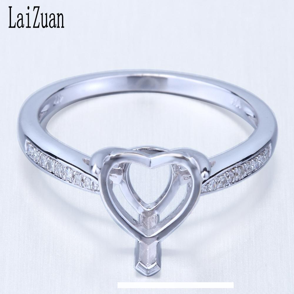 10K White Gold Cushion Cut Semi Mount Setting Diamond Ring Engagement Wedding