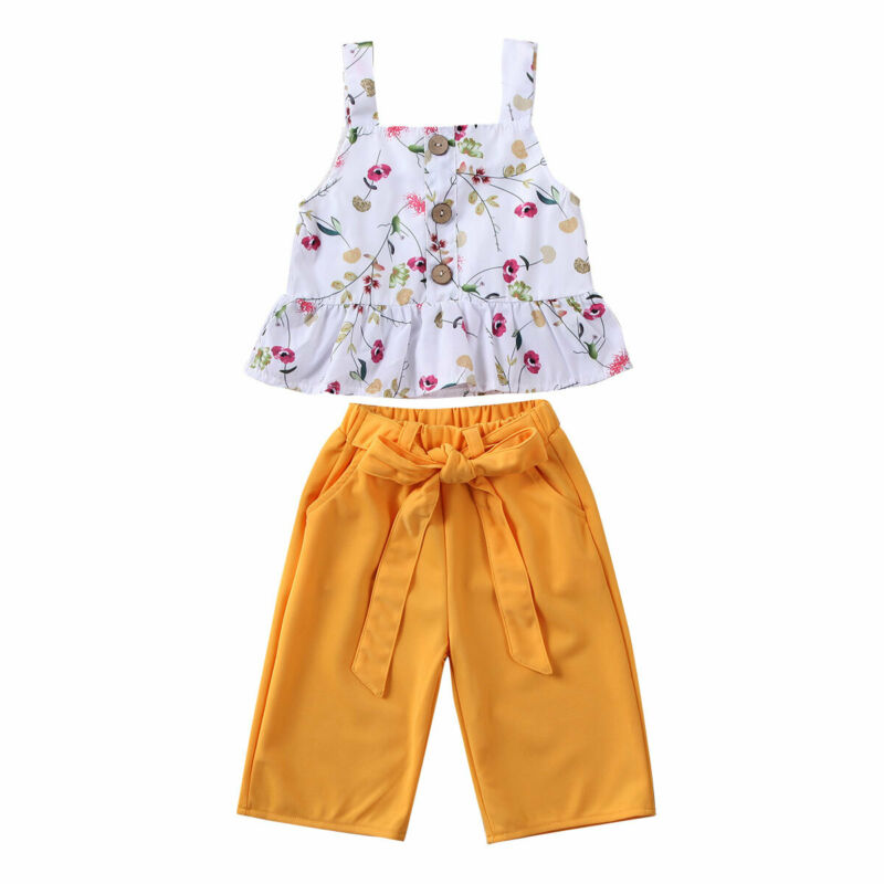 

Imcute 2020 Baby Girl Clothes 2PCS Infant Newborn Baby Girls Floral Vest Sleeveless Tops Long Pants Summer Outfits Set, Multi