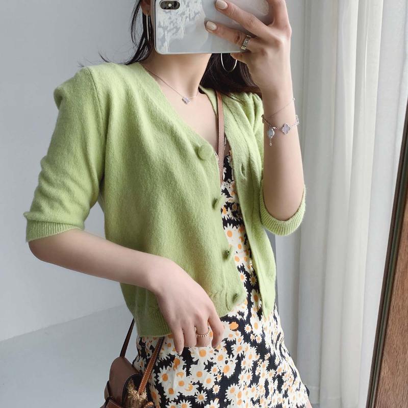 

Women Sweater Spring / Summer 2020 Women's Avocado Cardigan Thin Coat, Avocado green