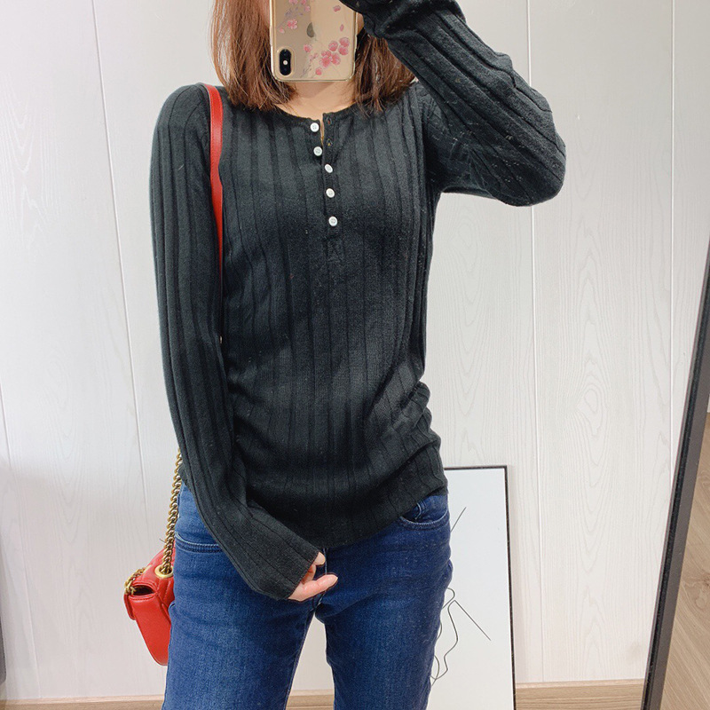 

Women's Sweater 2020 Spring /summer Nodic Cashmere Wool Silk Striped Women Shirt, Black