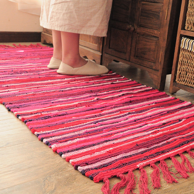 

Cilected Nordic Cotton And Linen Tassel Carpet For Living Room Home Bedroom Bedside Mat Weave Sofa Blanket Floor Area Rug Mat, Color2