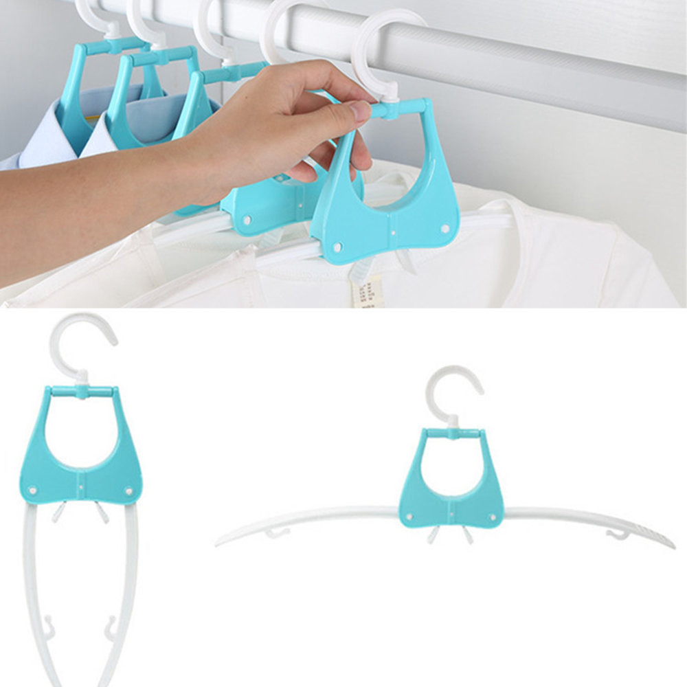 

5Pc Foldable Clothes Hanger Travel Home Kids Non-slip Hangers Plastic Hook Drying Rack Percha Closet Organizer Household Storage