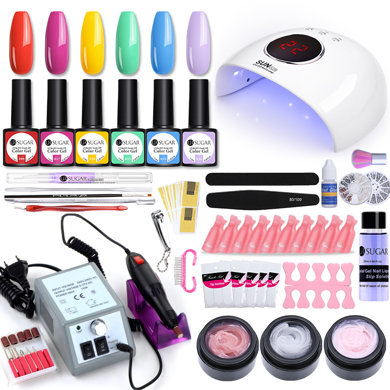 

UR SUGAR Manicure Kit Nail Gel Set with Led Nail Lamp 20000RPM Drill Machine Polish Acrylic Kit Art Tool