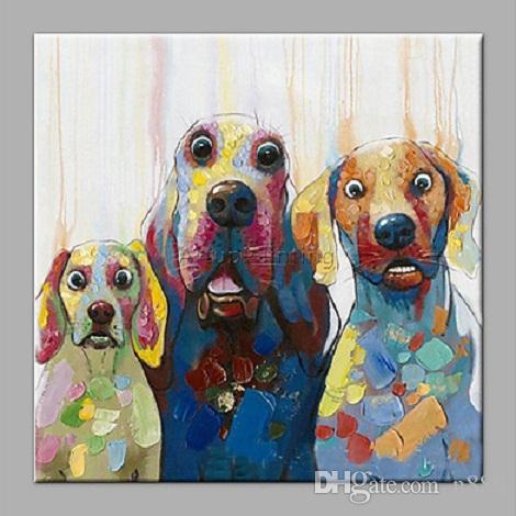 

Handpainted & HD Print Modern Abstract Animal Art Oil Painting dog,Home Wall Decor On Canvas Multi Sizes A08