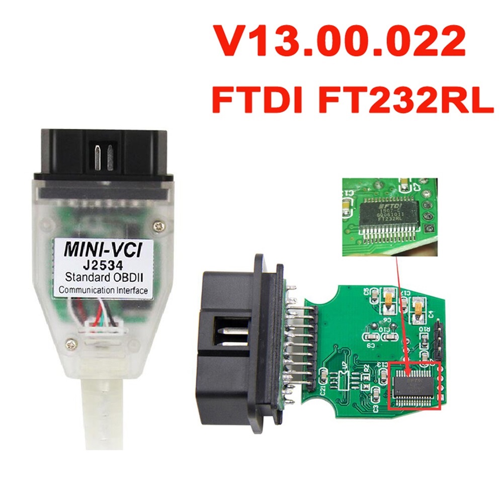 

Fcarobd 1pc V13.00.022 MINI VCI Interface FOR TOYOTA TIS Techstream minivci FT232RL Chip J2534 OBDII OBD2 Diagnostic Tool