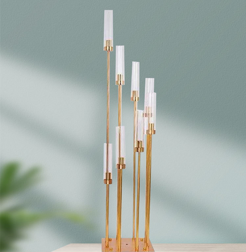 

8 Heads Metal Candelabra Candle Holders Acrylic Wedding Table Centerpieces Flower Stand Candle Holder Candelabrum For Home Decor
