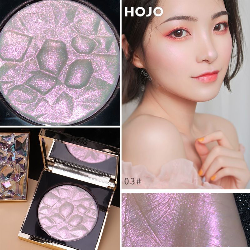 

HOJO Diamond Glitter Highlighter Palette Face Contouring Makeup Powder Long Lasting Waterproof Silver Rainbow Face Highlighter, 01#