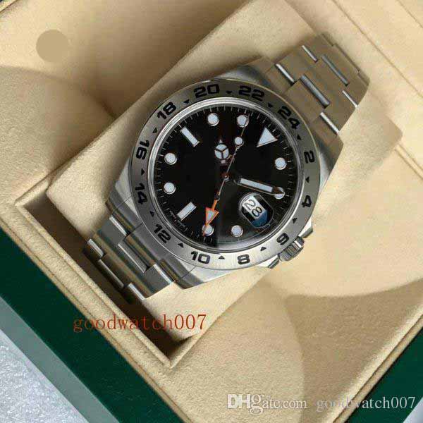 

box Luxury High Quality Watch 42mm Explorer II 216570-77210 Stainless Black dial Asia 2813 Movement Mechanical Automatic Mens Watches 2019