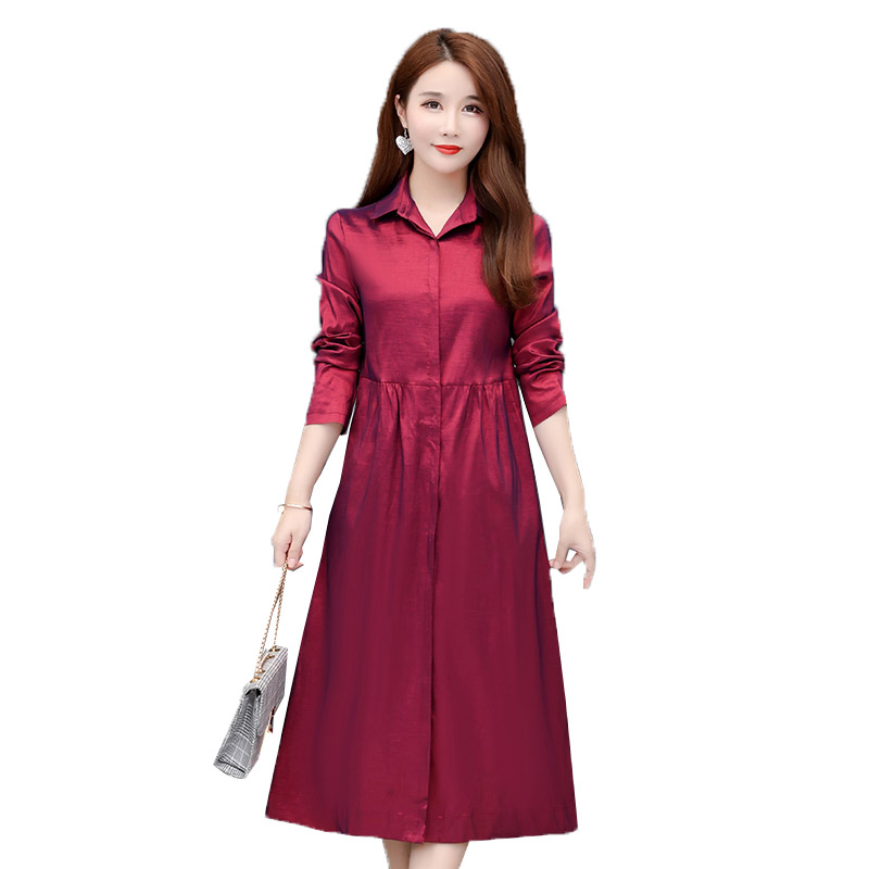 

New Spring autumn medium length windbreaker Jacket temperament long sleeve over knee Plus Size women's thin section trench coat, Black