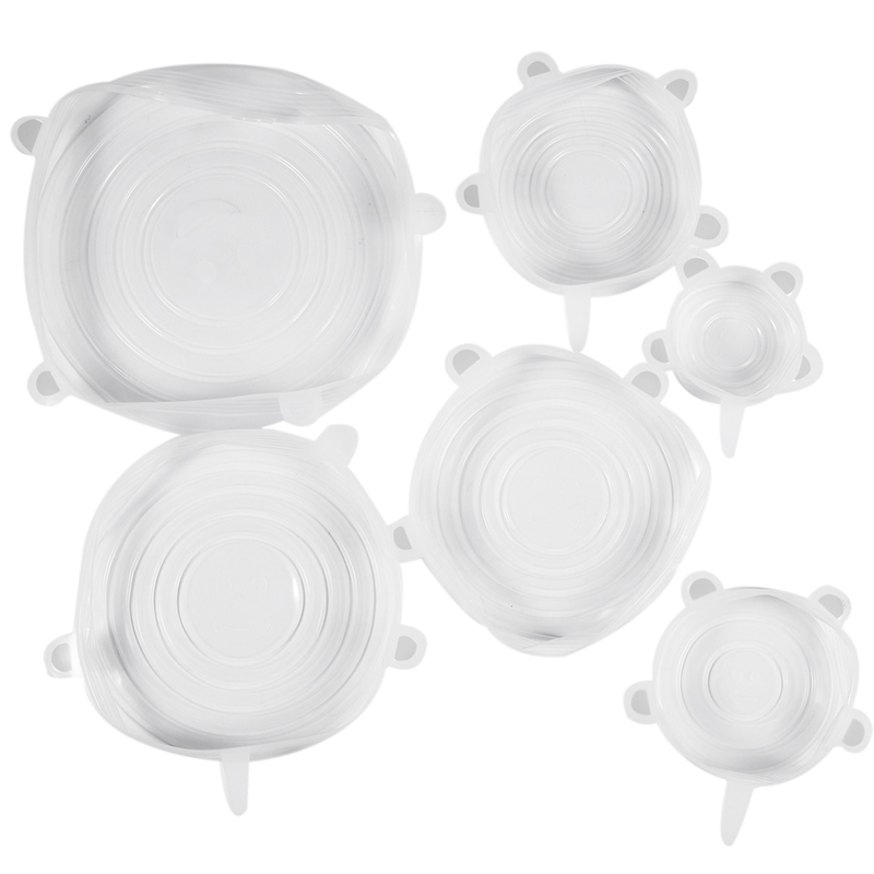 

Stretch Lids,Silicone Stretch Covers, Reusable Seal Wrap 6 Pack of Various Sizes for Fruits & Vegetables or Cups, B