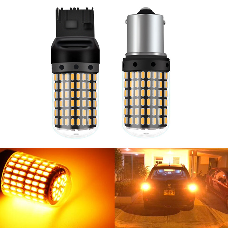 

1PC LED Bulbs 3014 144smd Turn Signal Light No Flash CanBus No Error 1156 BA15S P21W BAU15S PY21W led lamp T20 7440 W21W Colors, As pic